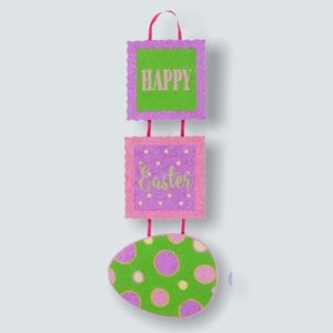 HAPPY EASTER Glitter Holiday Egg Hanging Wall Sign